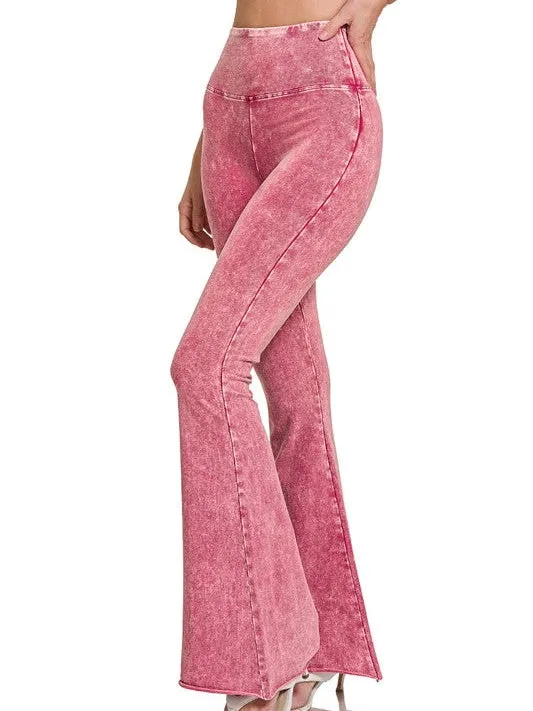 Feeling Groovy High Waisted Acid Wash Wide Leg Pants