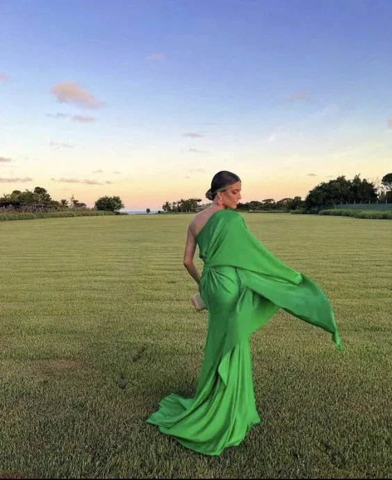 Formal Women's Dresses A Line Green Long Prom Dress Formal Evening Gown Prom Dress Store
