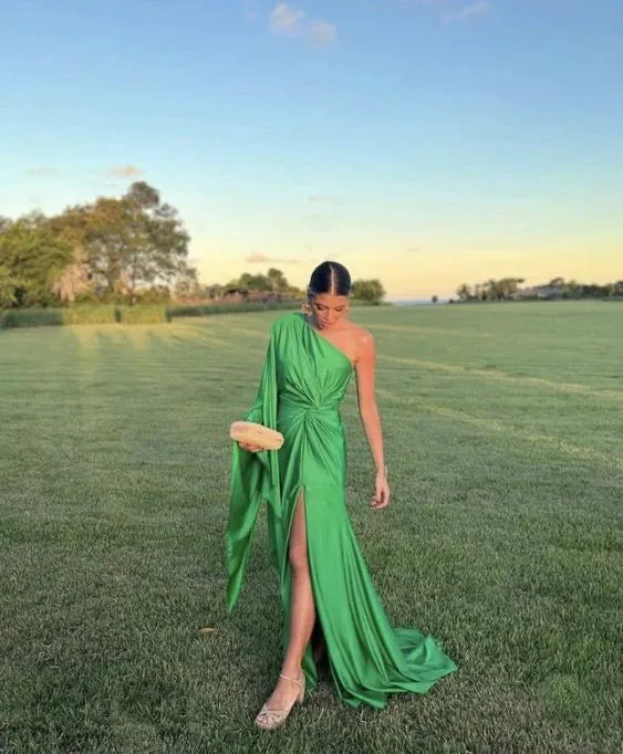 Formal Women's Dresses A Line Green Long Prom Dress Formal Evening Gown Prom Dress Store