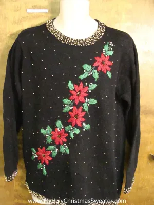 Funny Cheap Poinsettia Themed Christmas Sweater