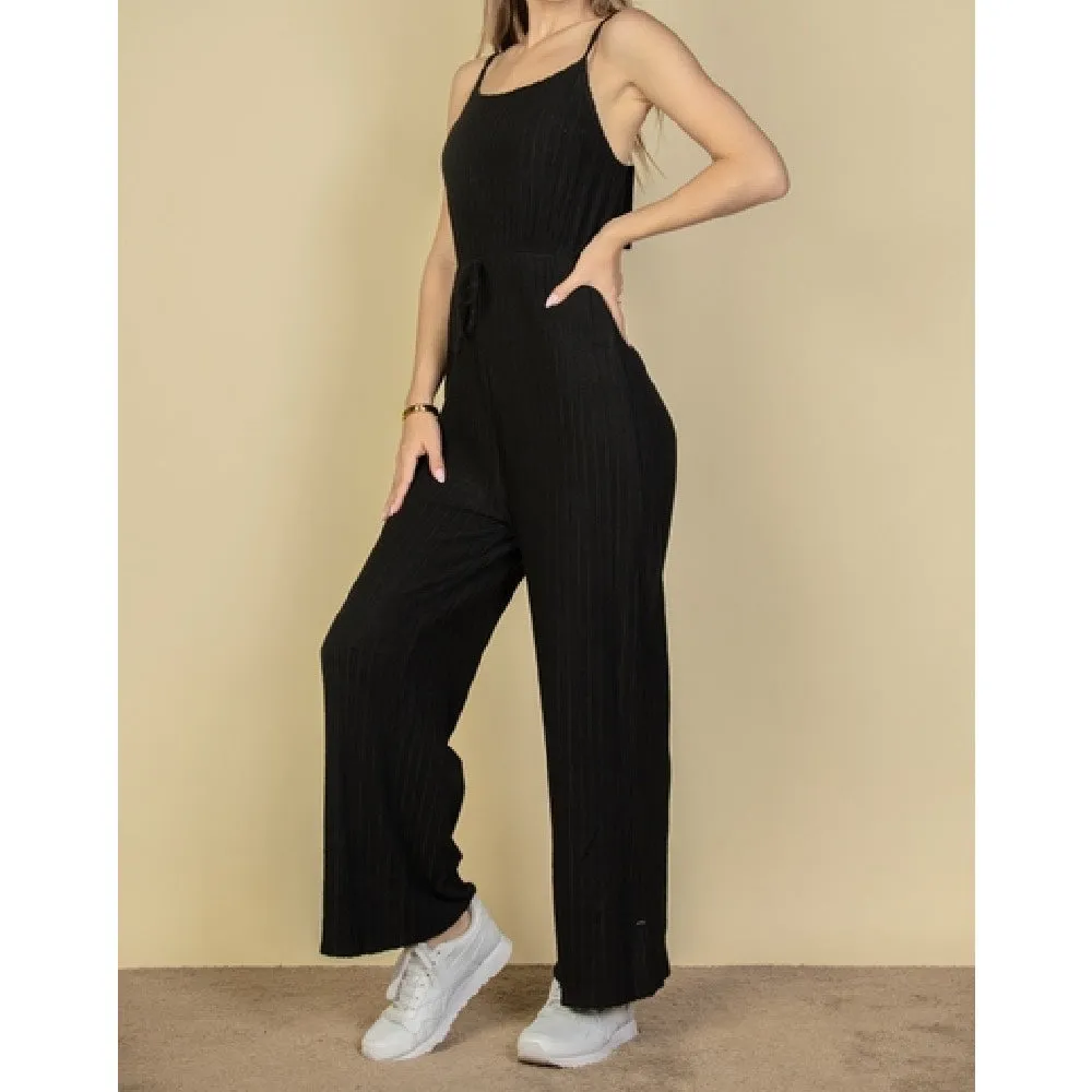 Fuzzy Sweater Knit Cami Jumpsuit