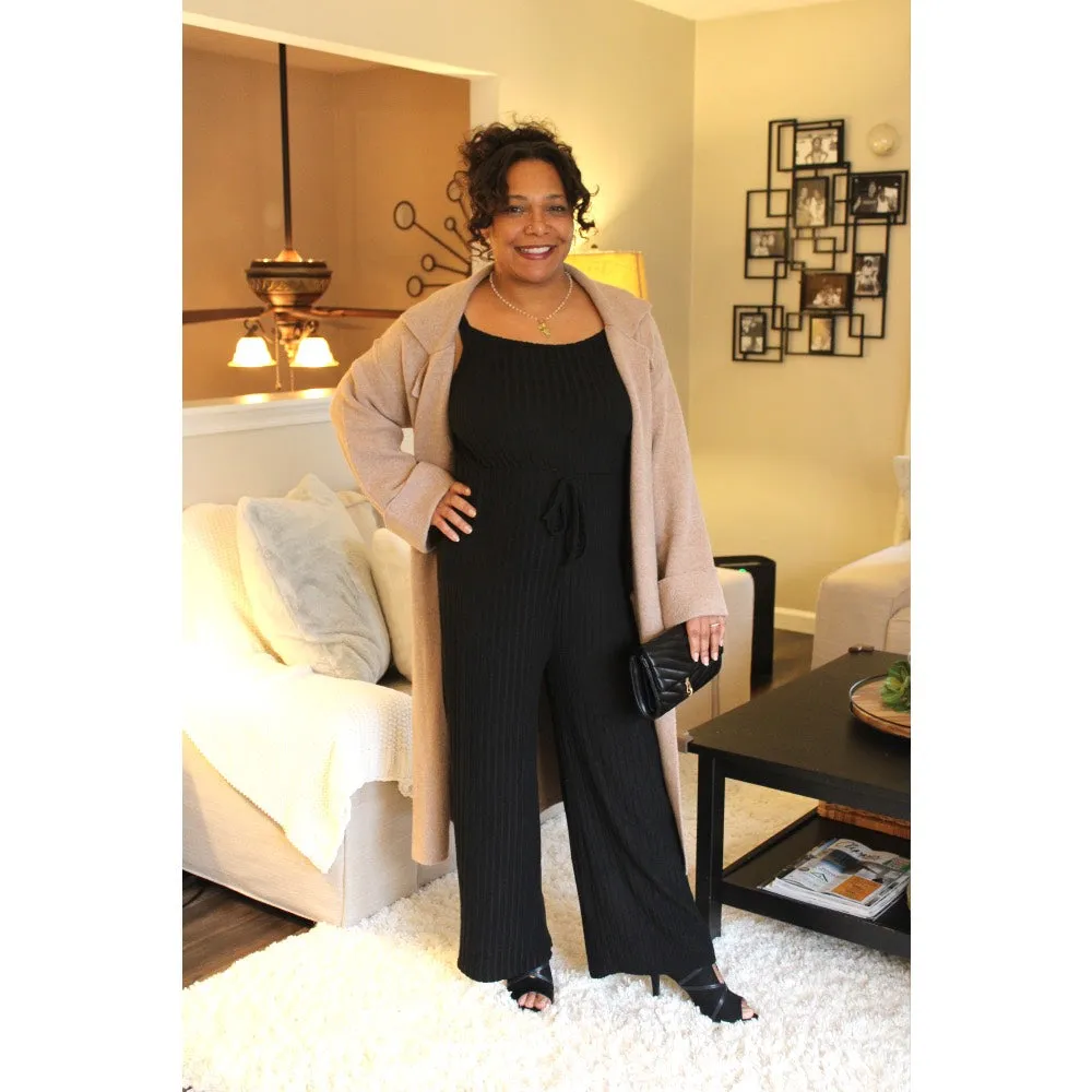 Fuzzy Sweater Knit Cami Jumpsuit