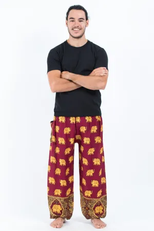 Golden Elephant Unisex Elephant Pants in Maroon