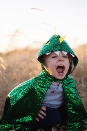 Great Pretenders Toddler Dragon Cape Green Metallic