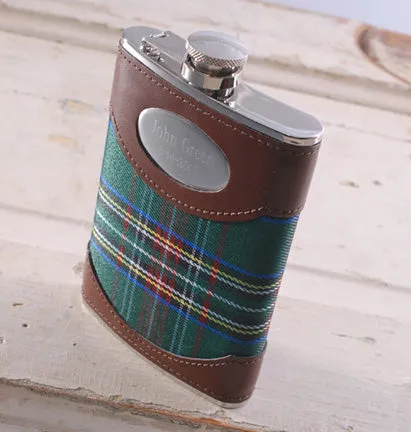 Green Plaid 8oz. Flask