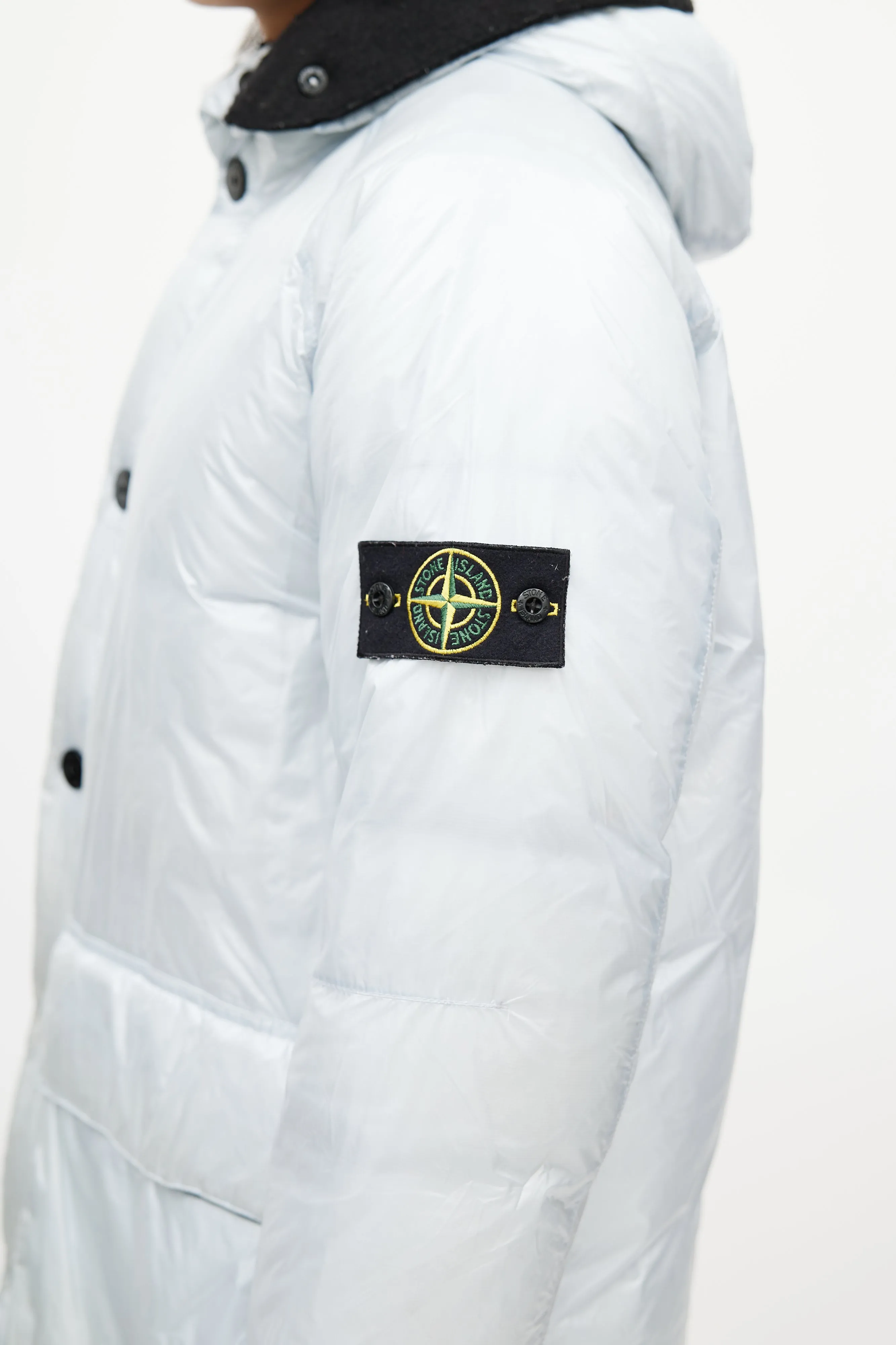 Grey Hooded Down Coat