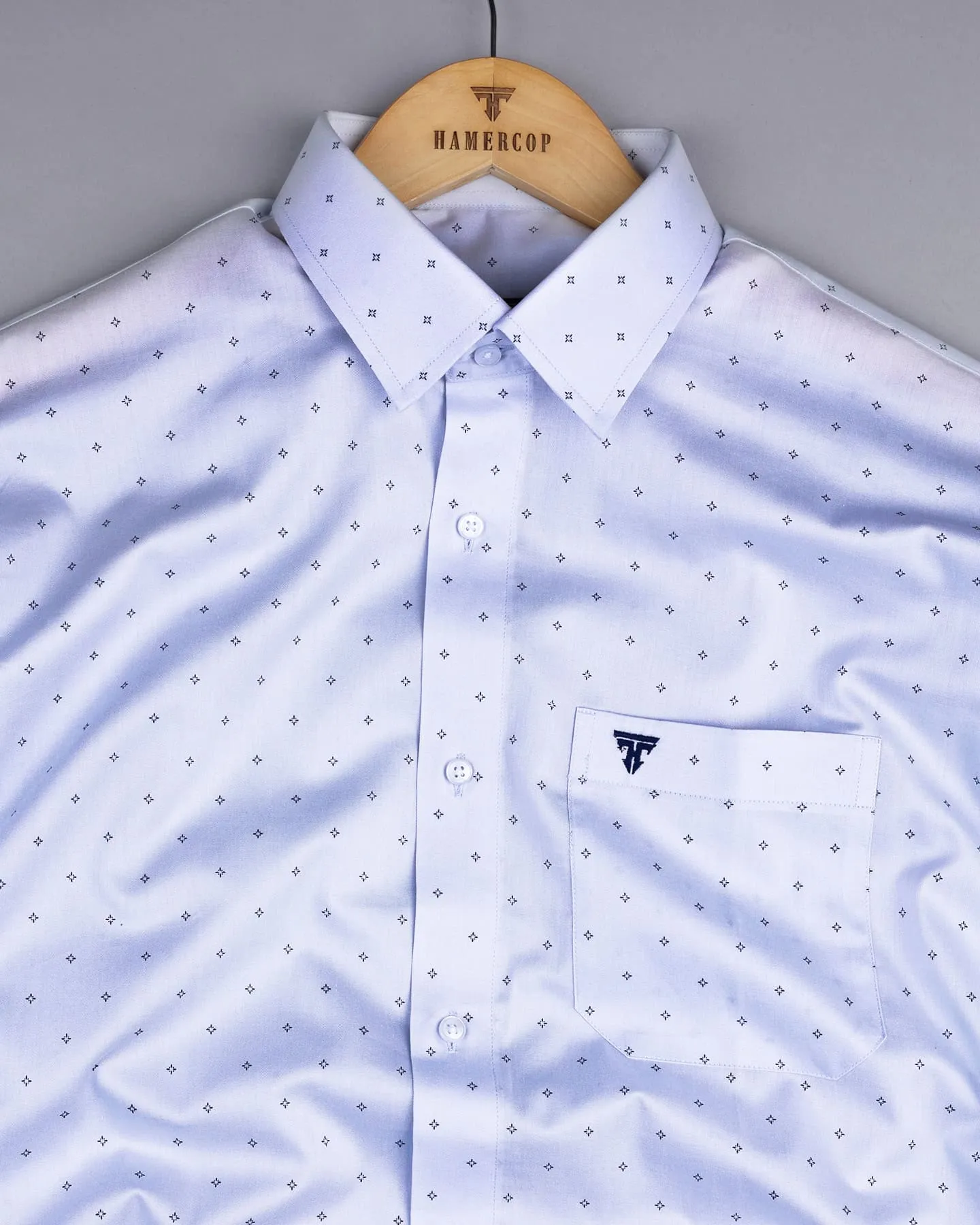 Herten Skyblue With Star Printed Formal Cotton Shirt