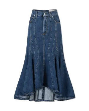 High-Low Organic Denim Midi Skirt