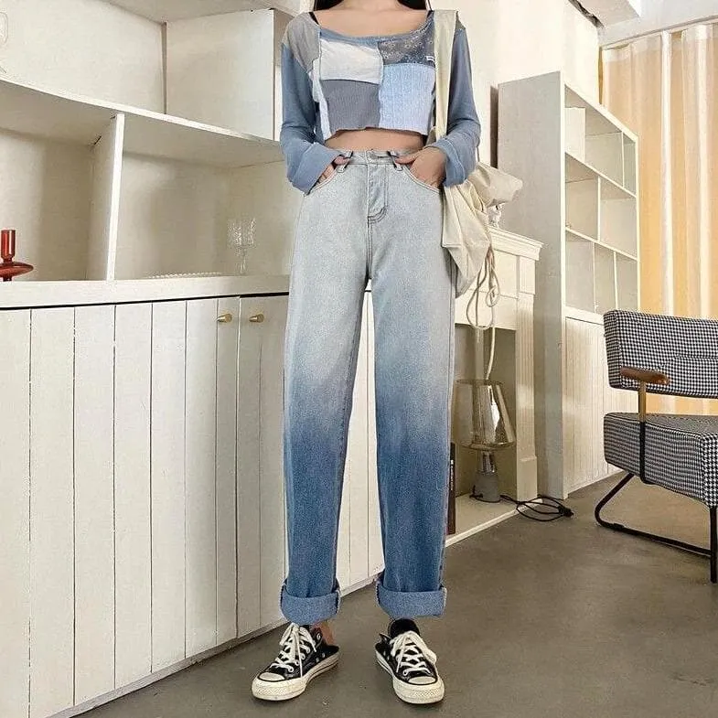 High-Waist Pants With Color Gradient