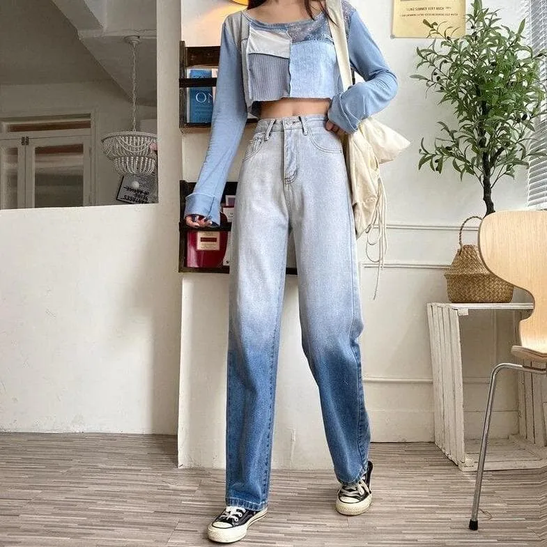High-Waist Pants With Color Gradient