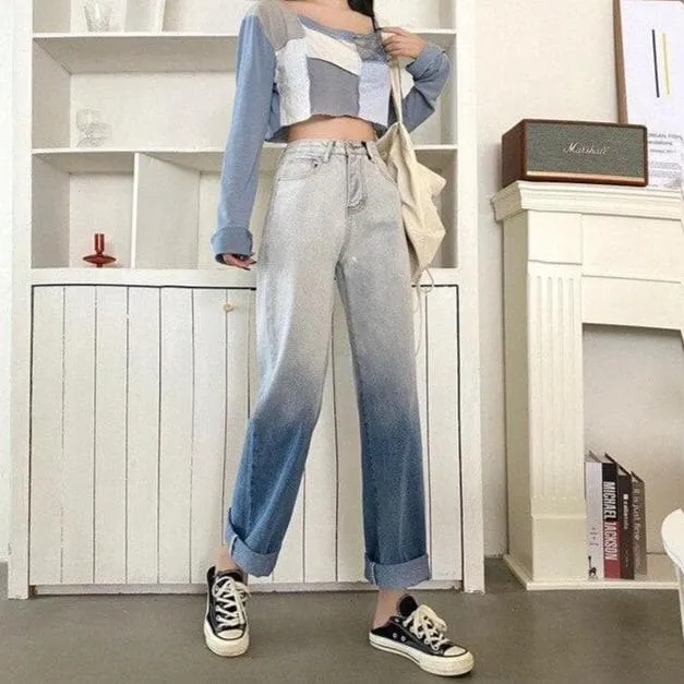 High-Waist Pants With Color Gradient
