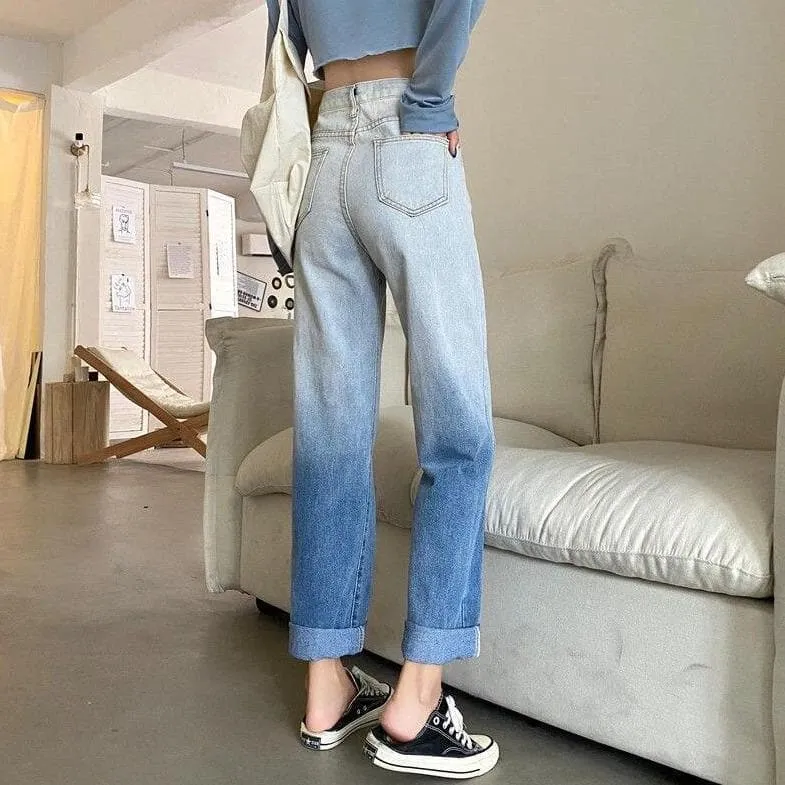 High-Waist Pants With Color Gradient