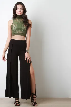 High Waist Wrap Flare Palazzo Pant