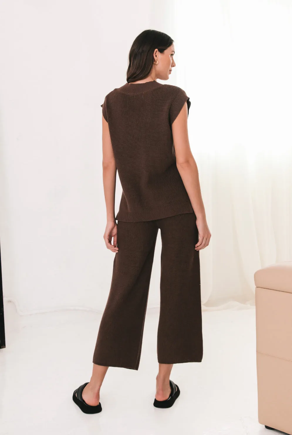 Kim Lounge Knit Vest- Chocolate