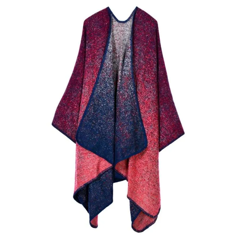 Knit Shawl Cape Poncho Vintage Scarf