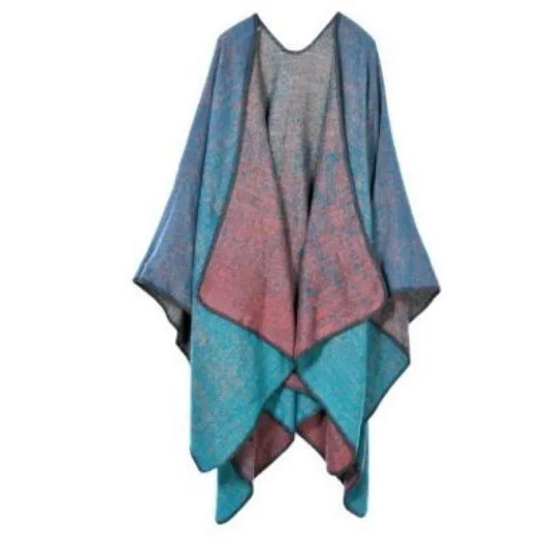 Knit Shawl Cape Poncho Vintage Scarf