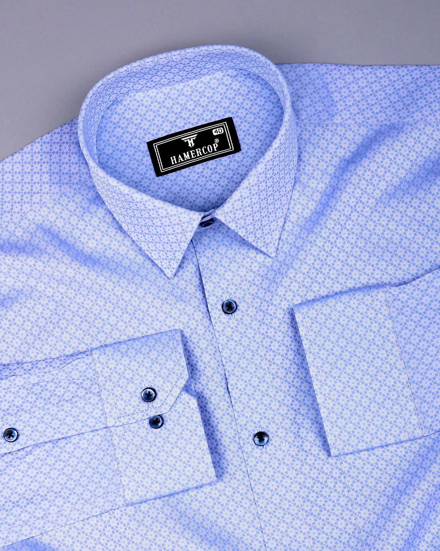 Kovin SkyBlue Jacquard Textured Formal Cotton Shirt
