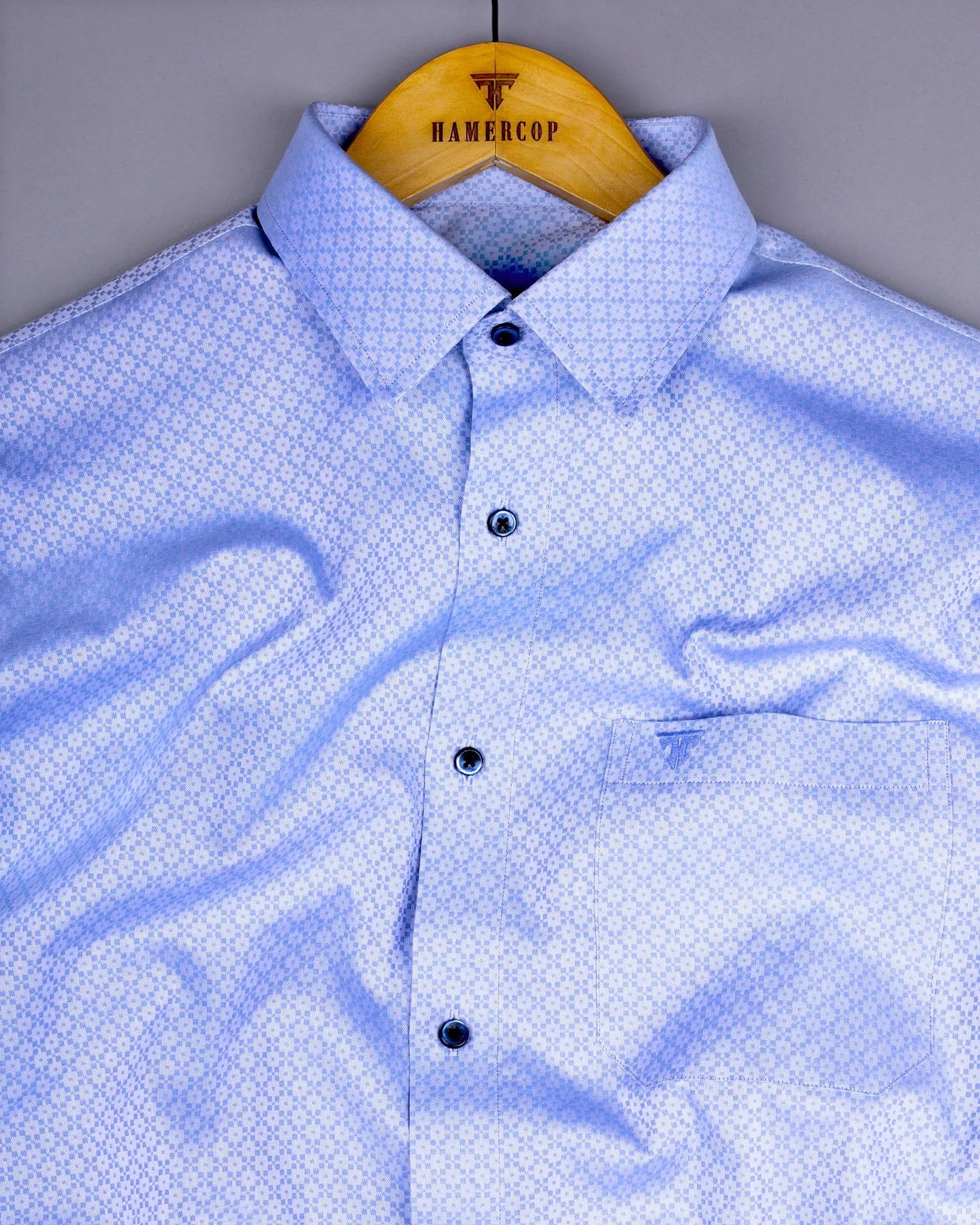 Kovin SkyBlue Jacquard Textured Formal Cotton Shirt