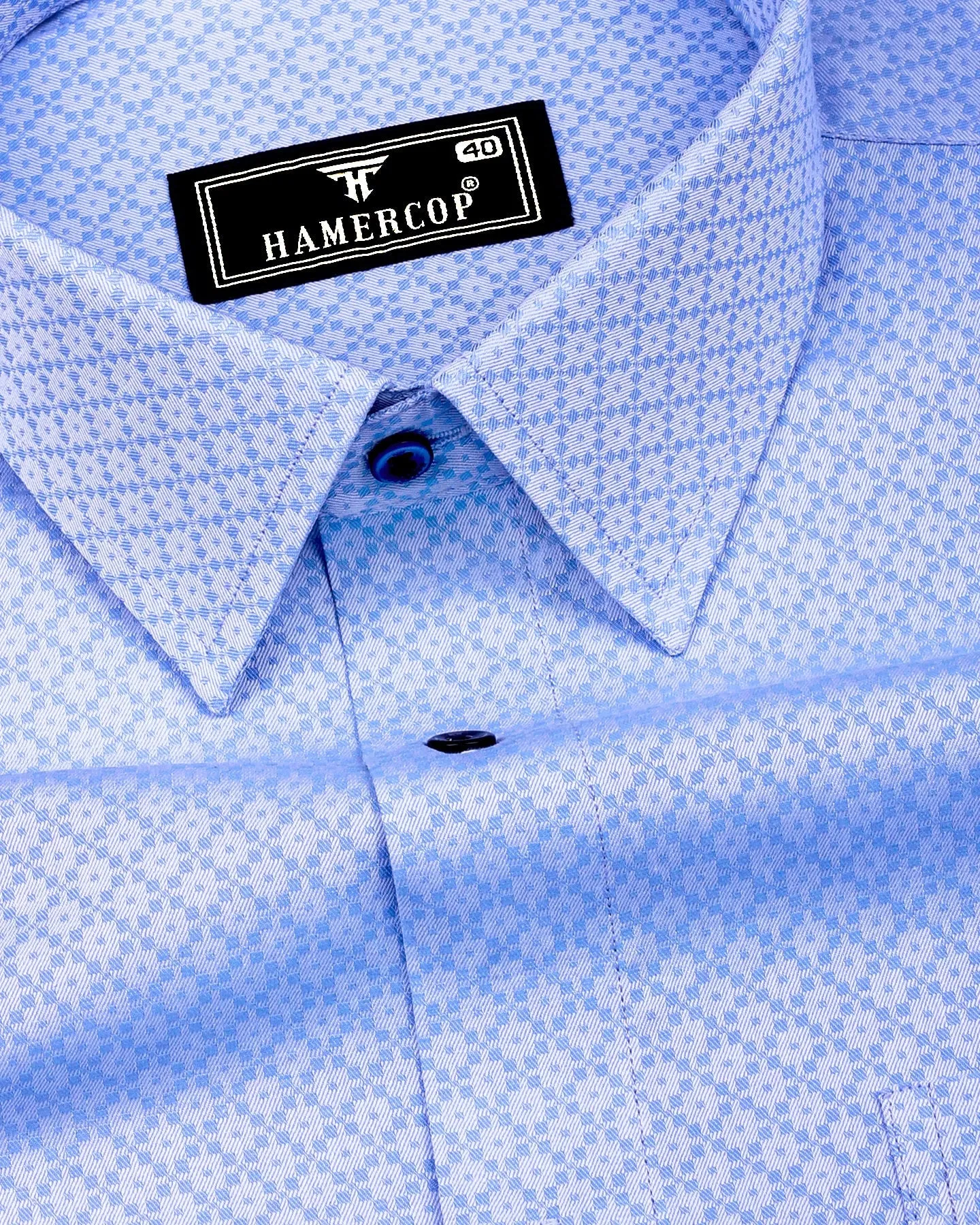 Kovin SkyBlue Jacquard Textured Formal Cotton Shirt