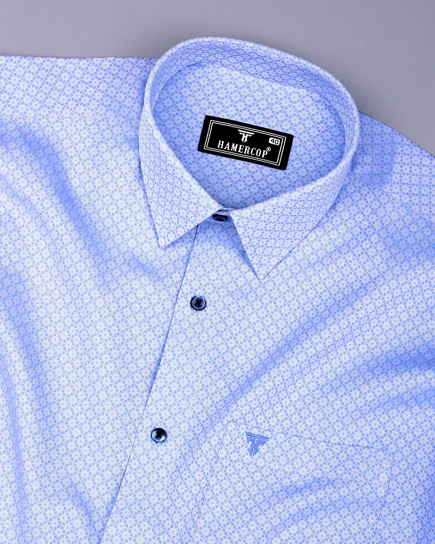 Kovin SkyBlue Jacquard Textured Formal Cotton Shirt