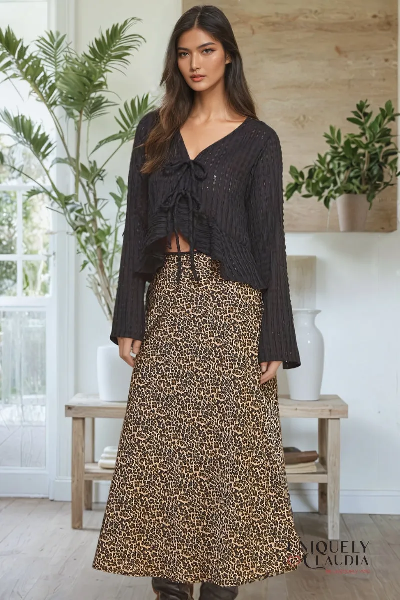 Layla Leopard Print Midi Skirt