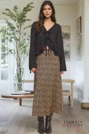 Layla Leopard Print Midi Skirt