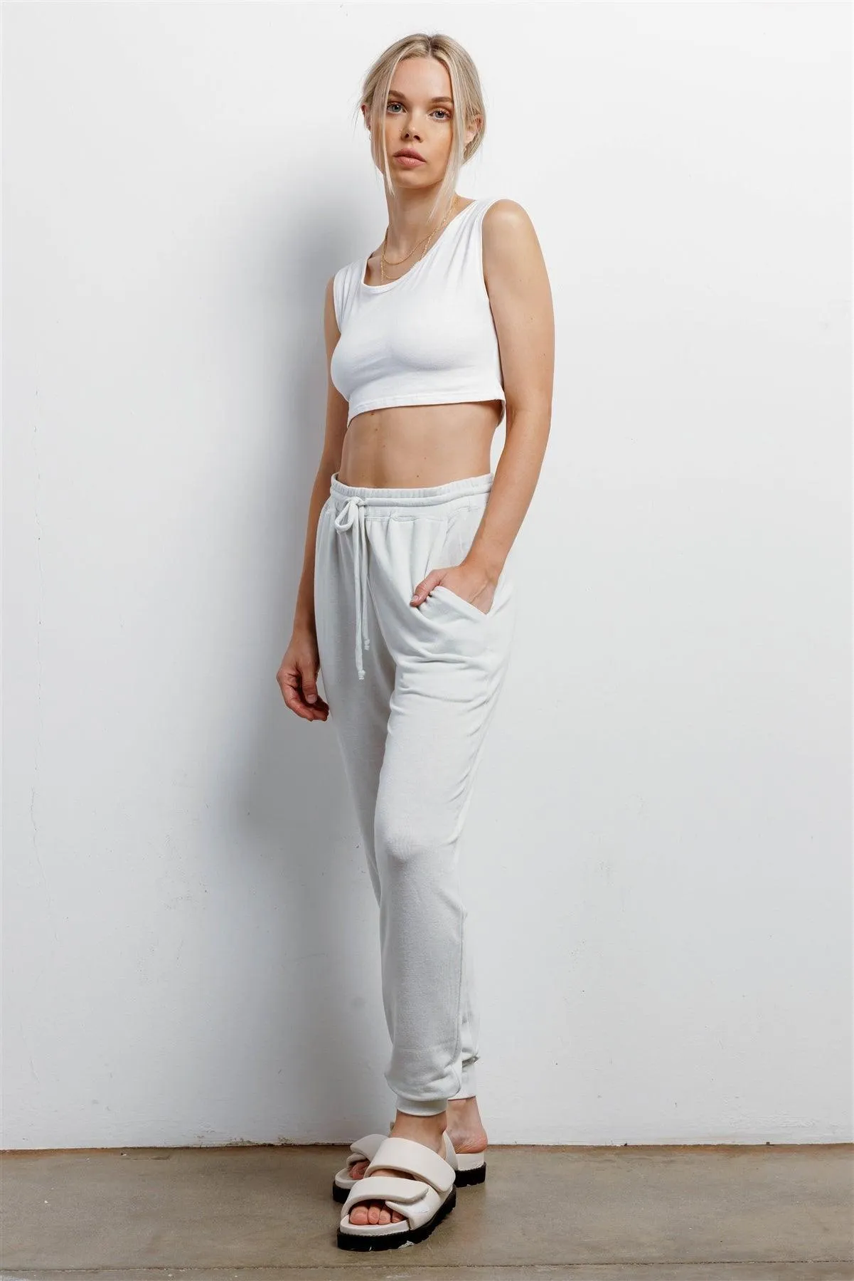 Light Sage High Waist Cuffed Hem Pants /1-1-1