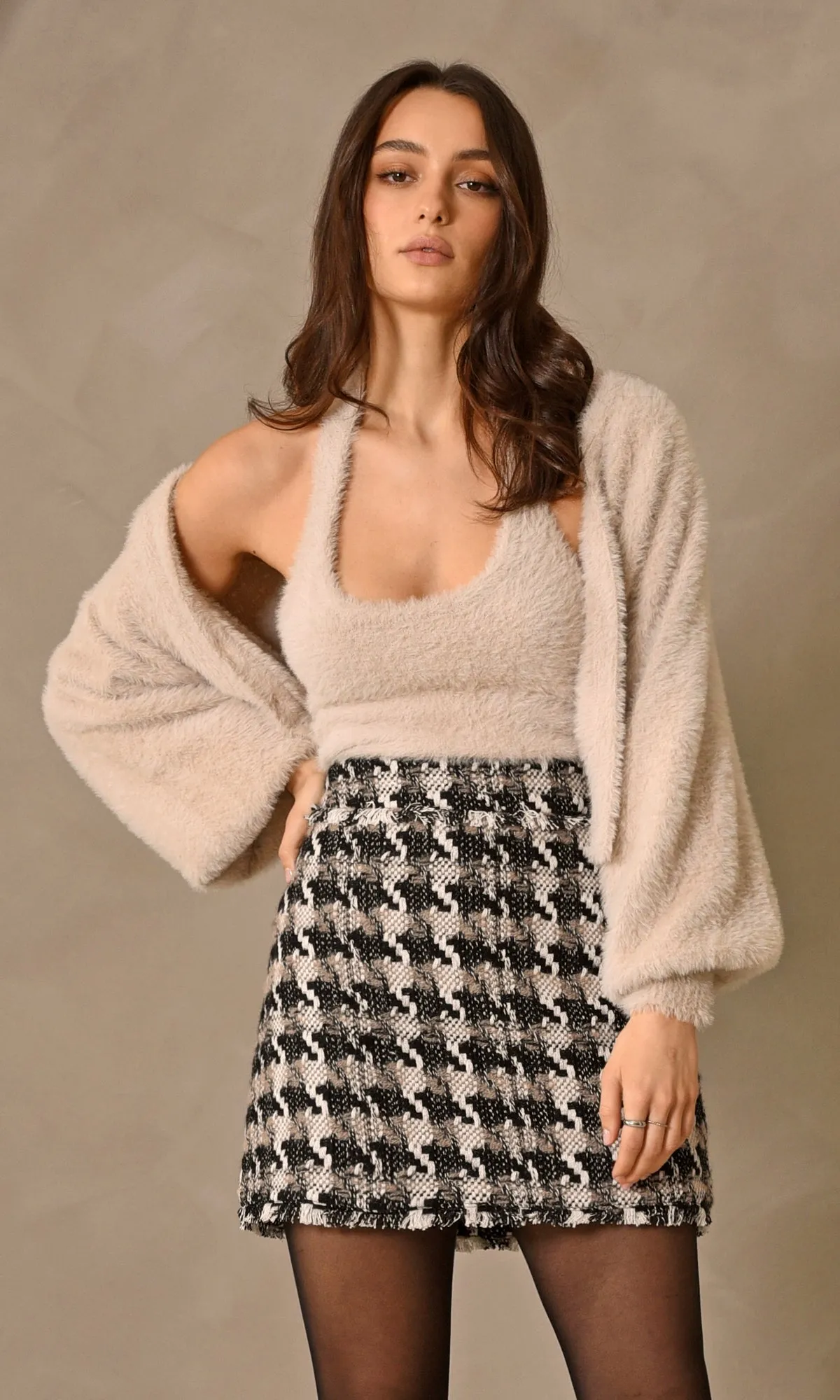 Lina Fuzzy Knit Halter Top