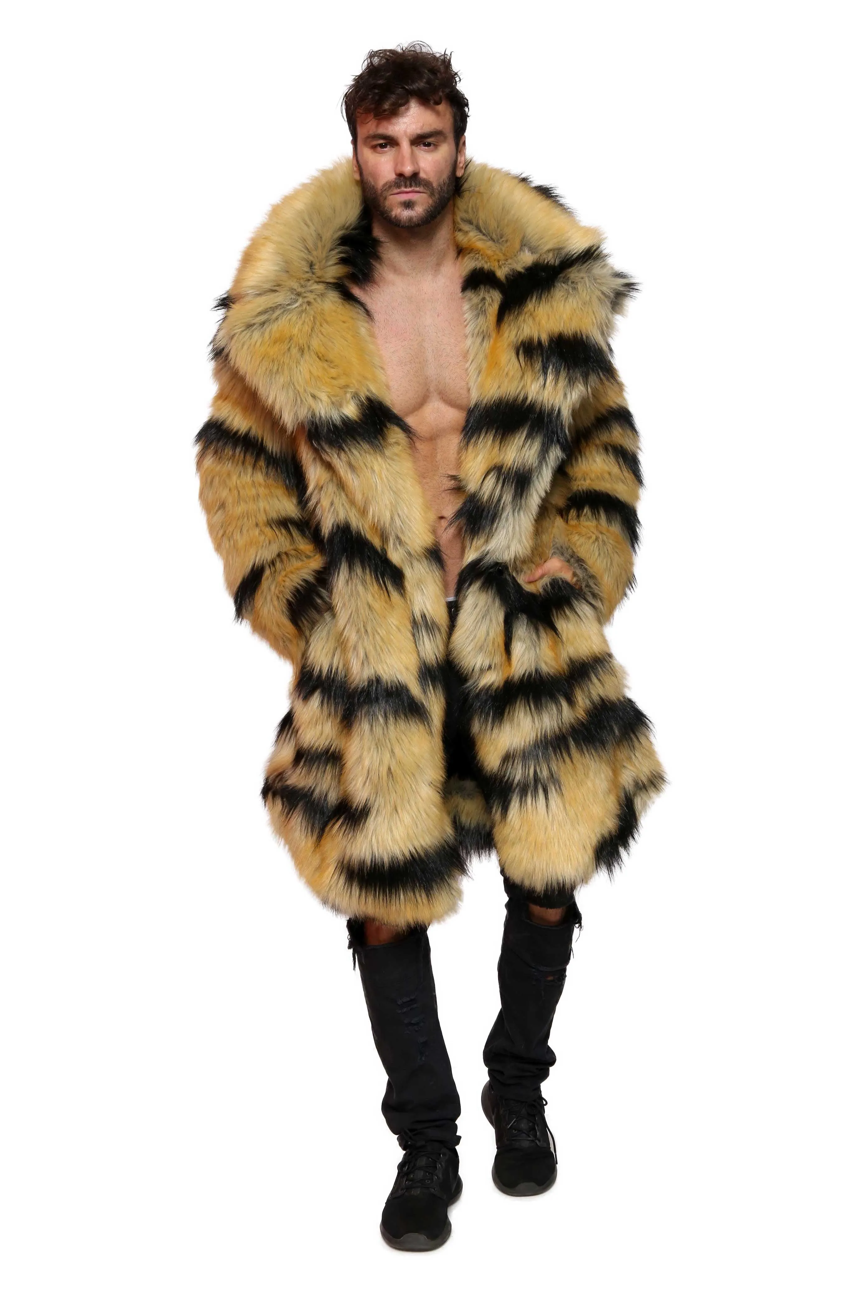 Men's Dutch Coat in "Abstract Tiger"