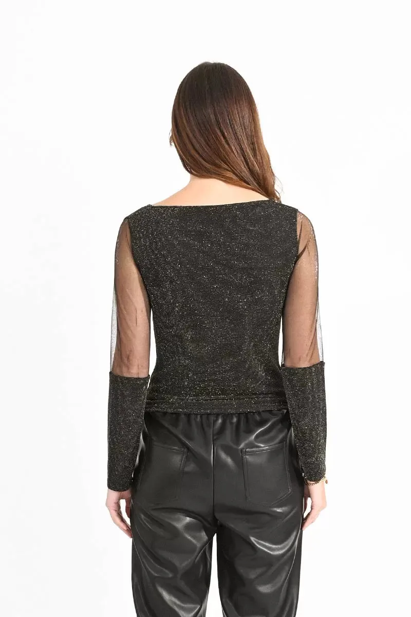 Metallic knit top