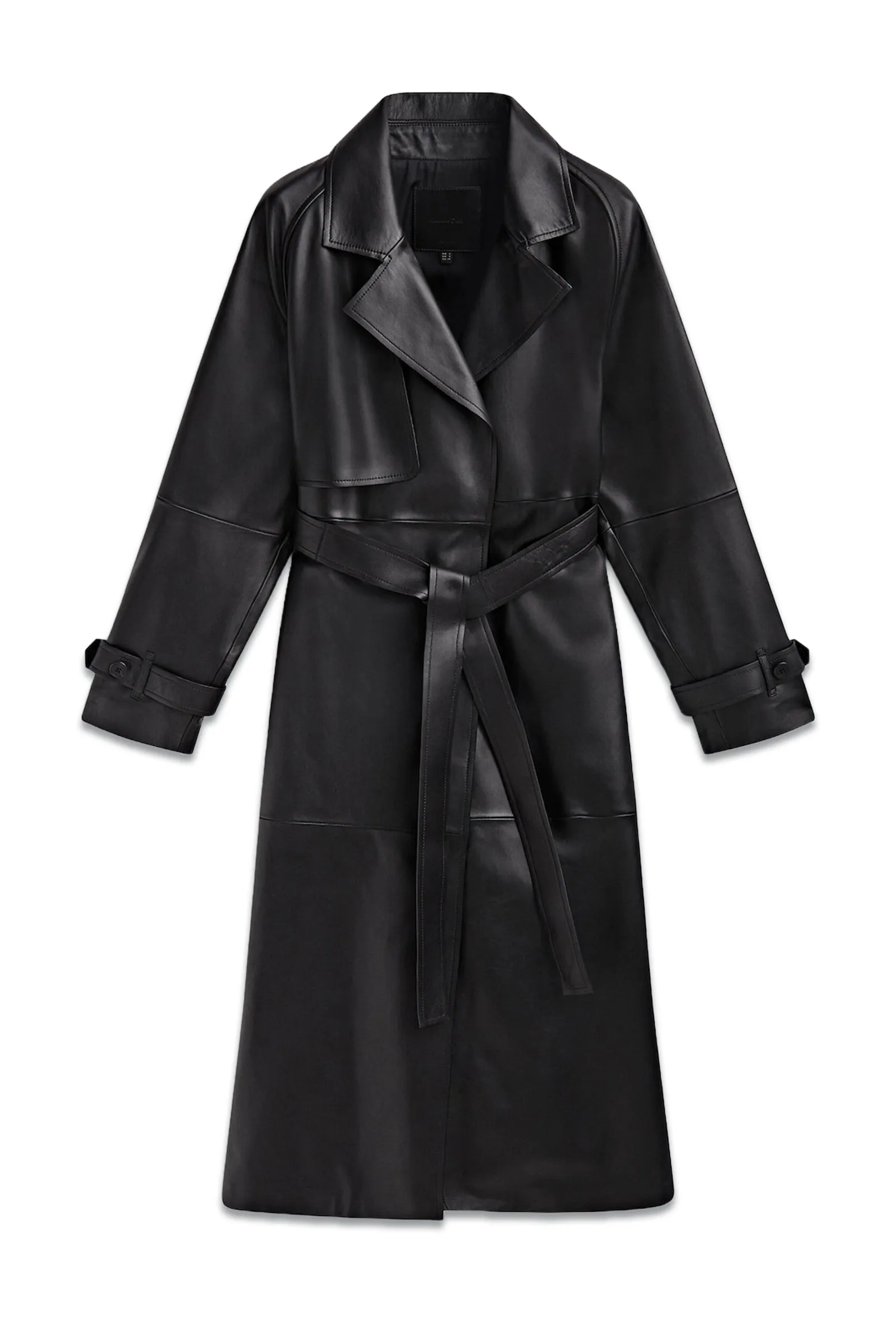Nappa Leather Trench-style Coat with Belt