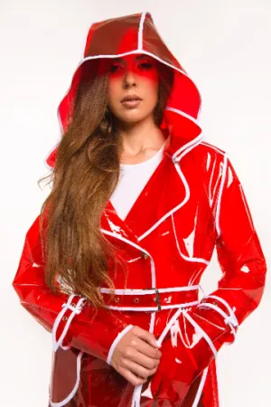 NEW Stylish Transparent Trench Rain Coat with Removable hood!