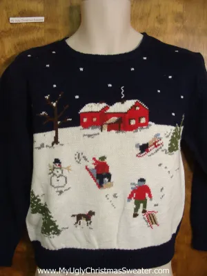 Night Sledding Tacky Xmas Sweater