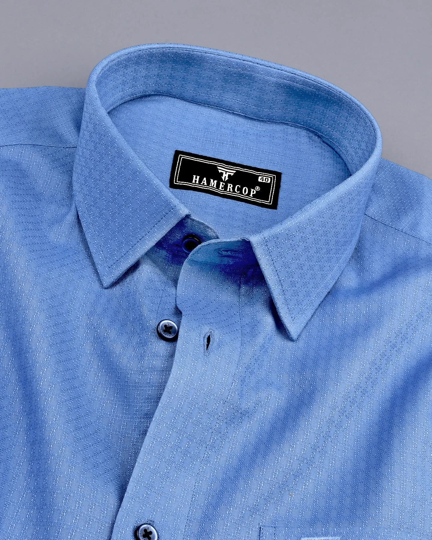 Nova Blue Self Check Dobby Cotton Formal Shirt