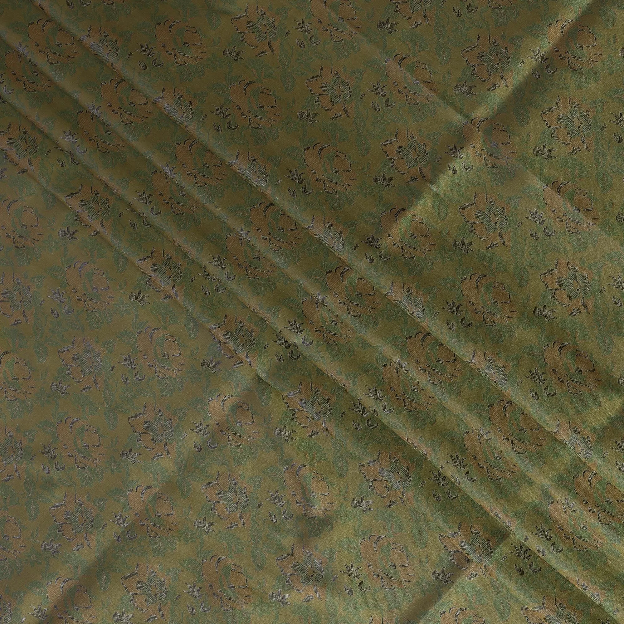 Olive Allure Brocade Fabric – Woven Essence of Vintage Luxury-D19047