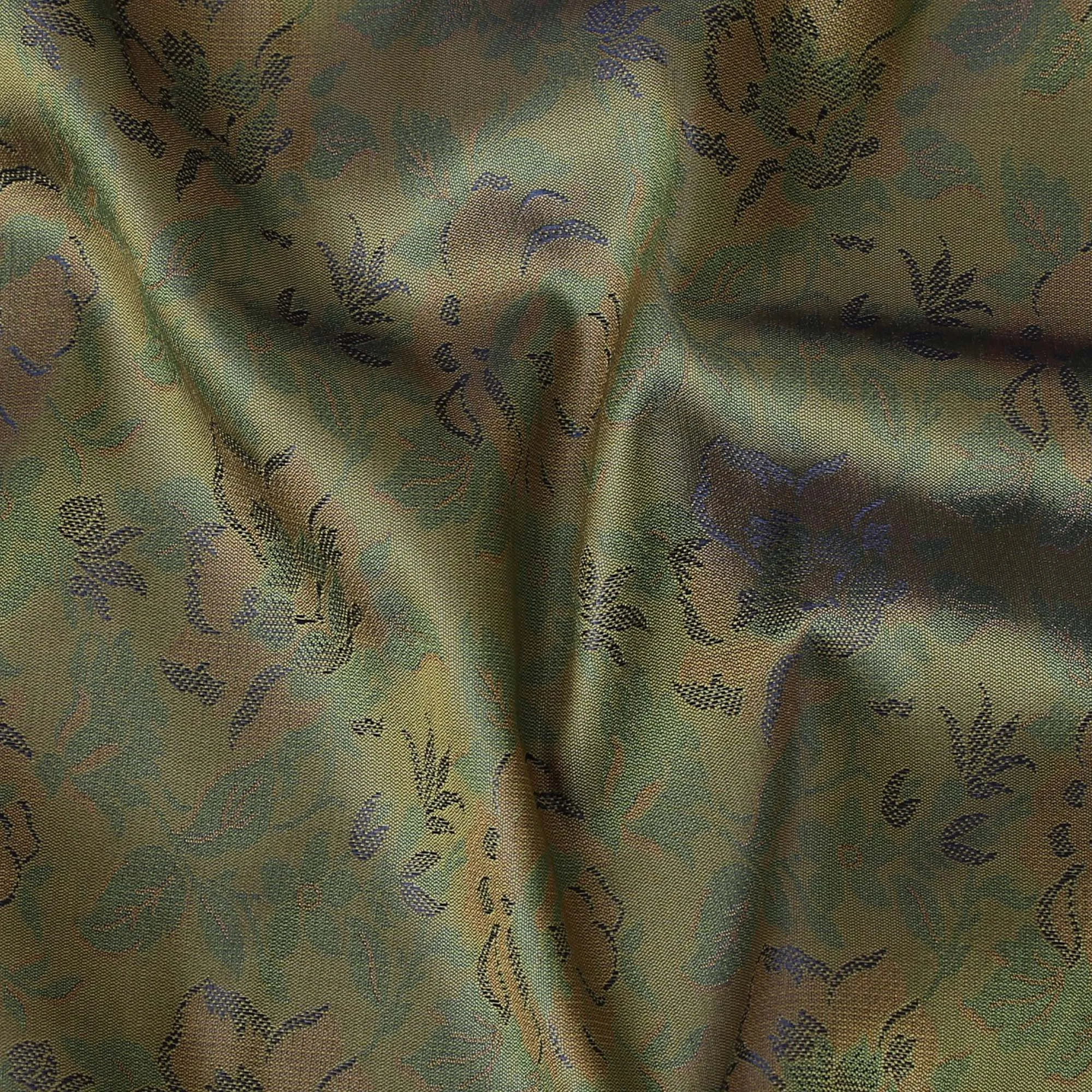 Olive Allure Brocade Fabric – Woven Essence of Vintage Luxury-D19047