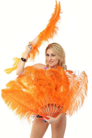 Orange  Single layer Feather fan 25"x 45"
