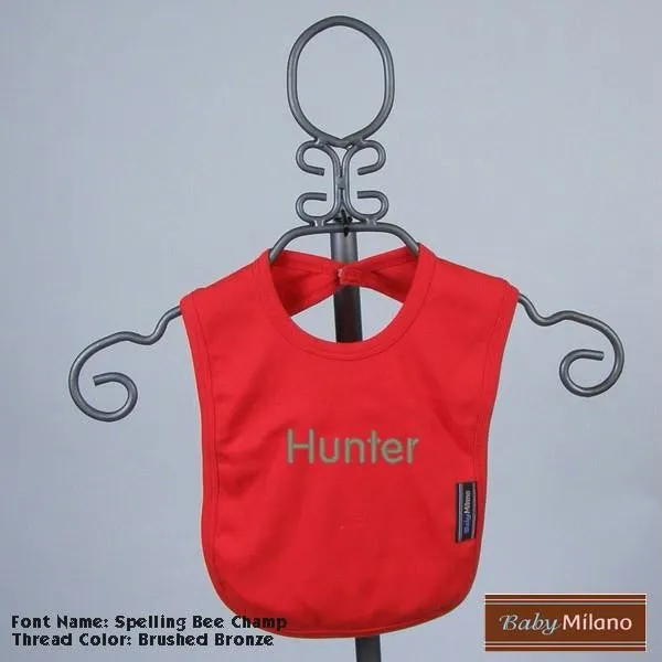 Personalized Red Baby Bib with Name by Baby Milano