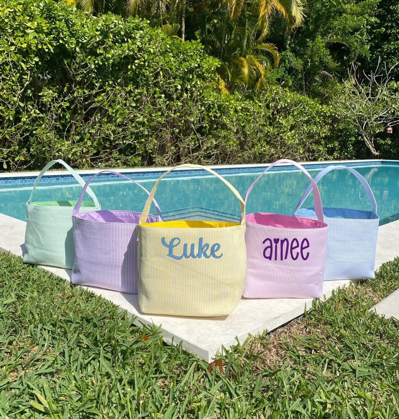 Personalized Seersucker Easter Basket