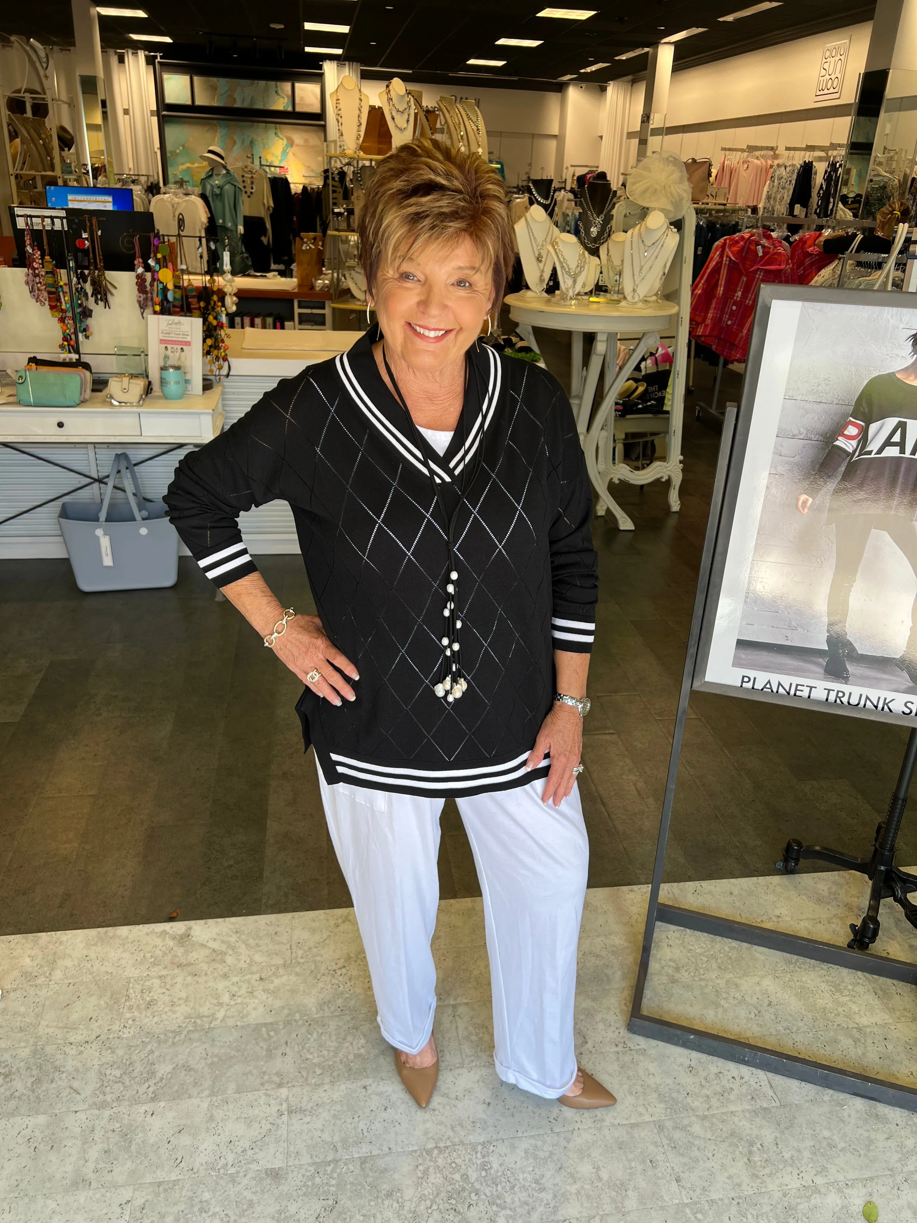 PLANET 114K PIMA COTTON PGA V NECK SWEATER