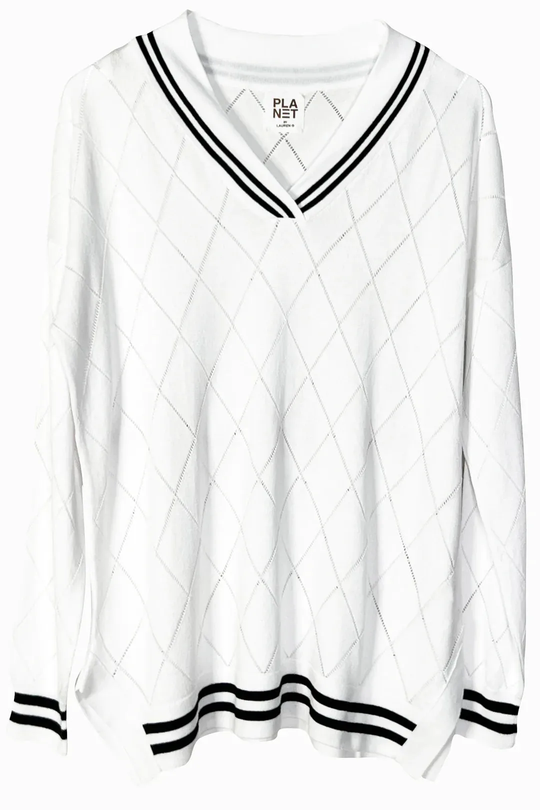 PLANET 114K PIMA COTTON PGA V NECK SWEATER