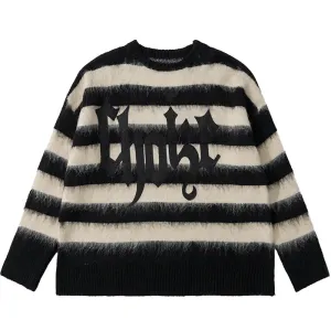 PopFlying Gothic Punk Mohair Stripes Sweater
