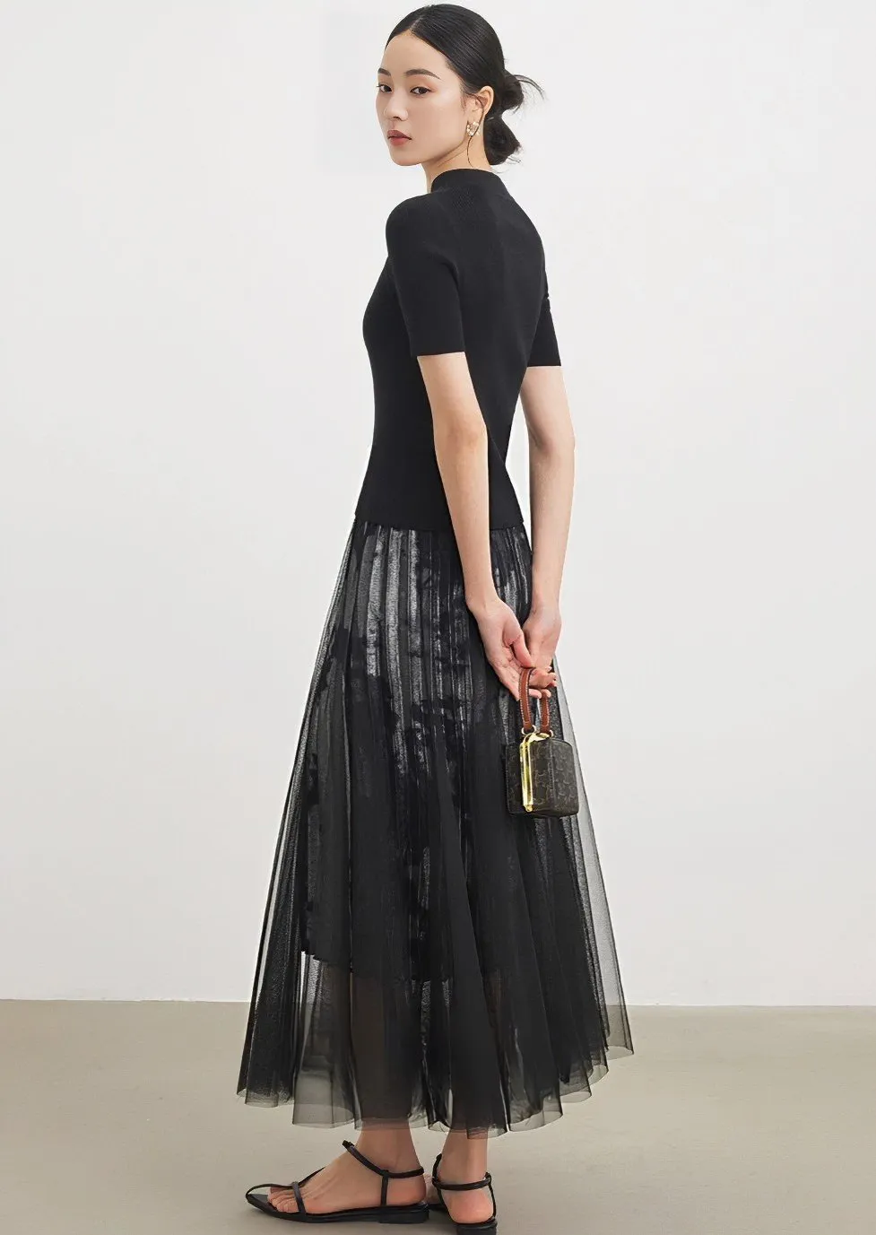 PRINTED MESH SKIRT