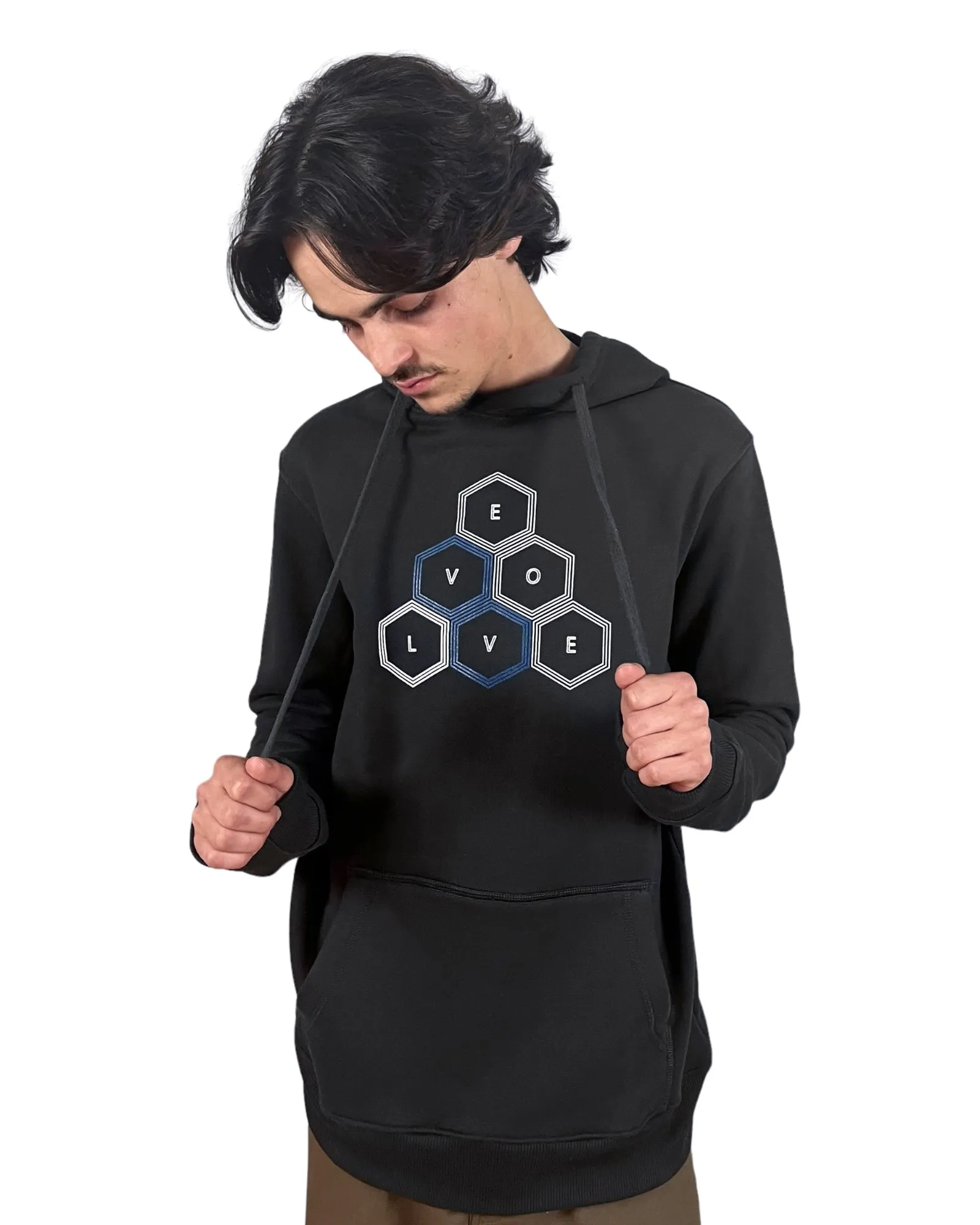 Pullover Hoodie - Geo Pyramid - Washed Black