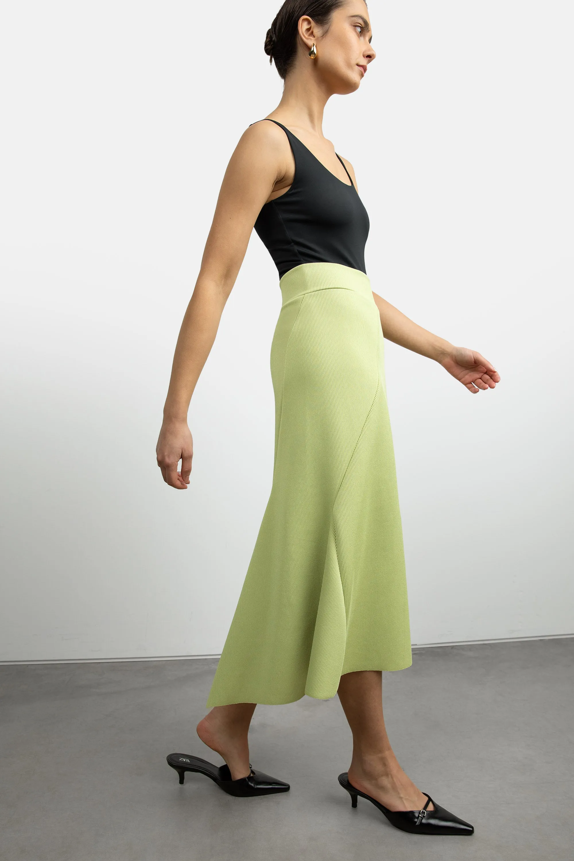RIBBED MIDI SKIRT