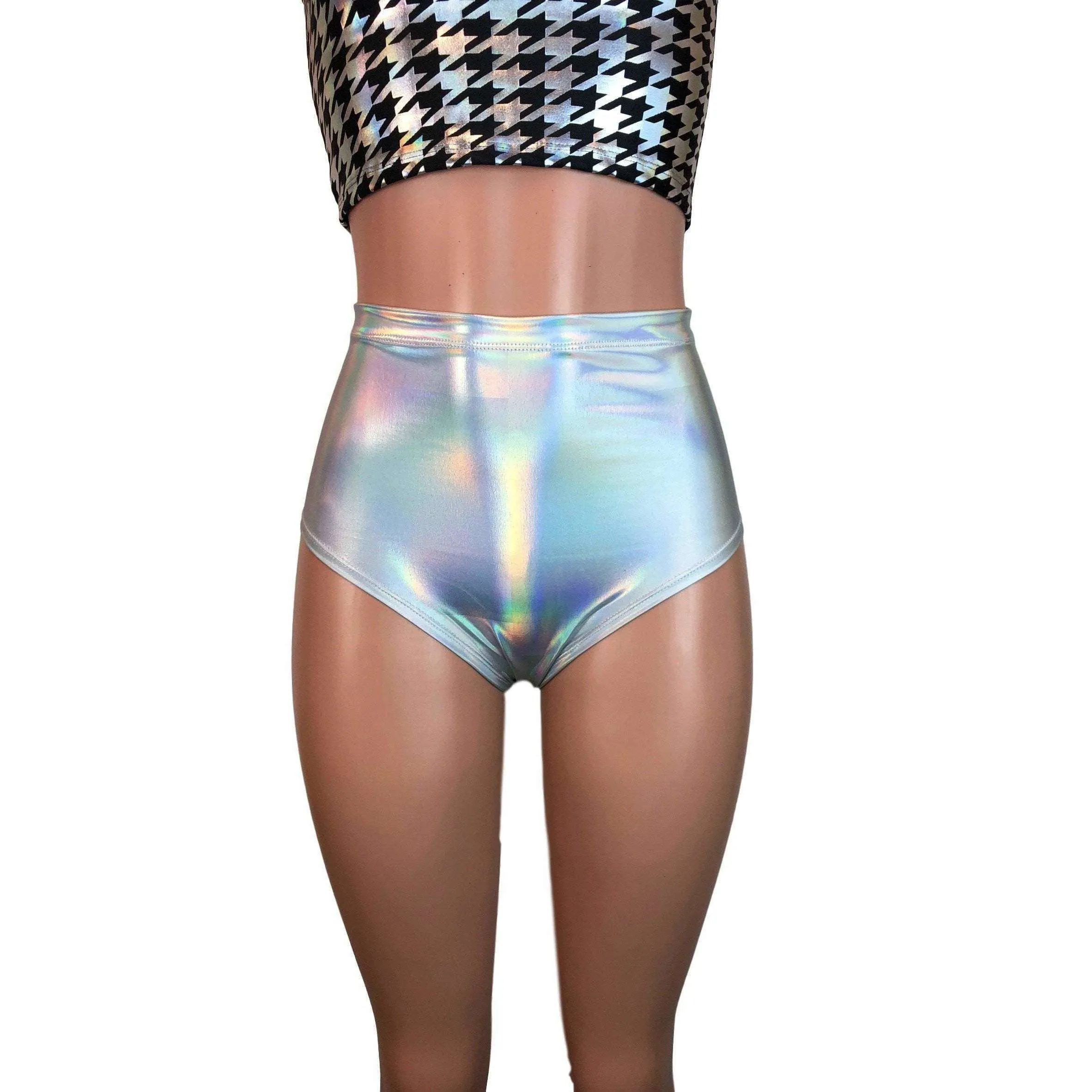 SALE - Flawed - High Waisted Hot Pants - Opal Holographic Bikini