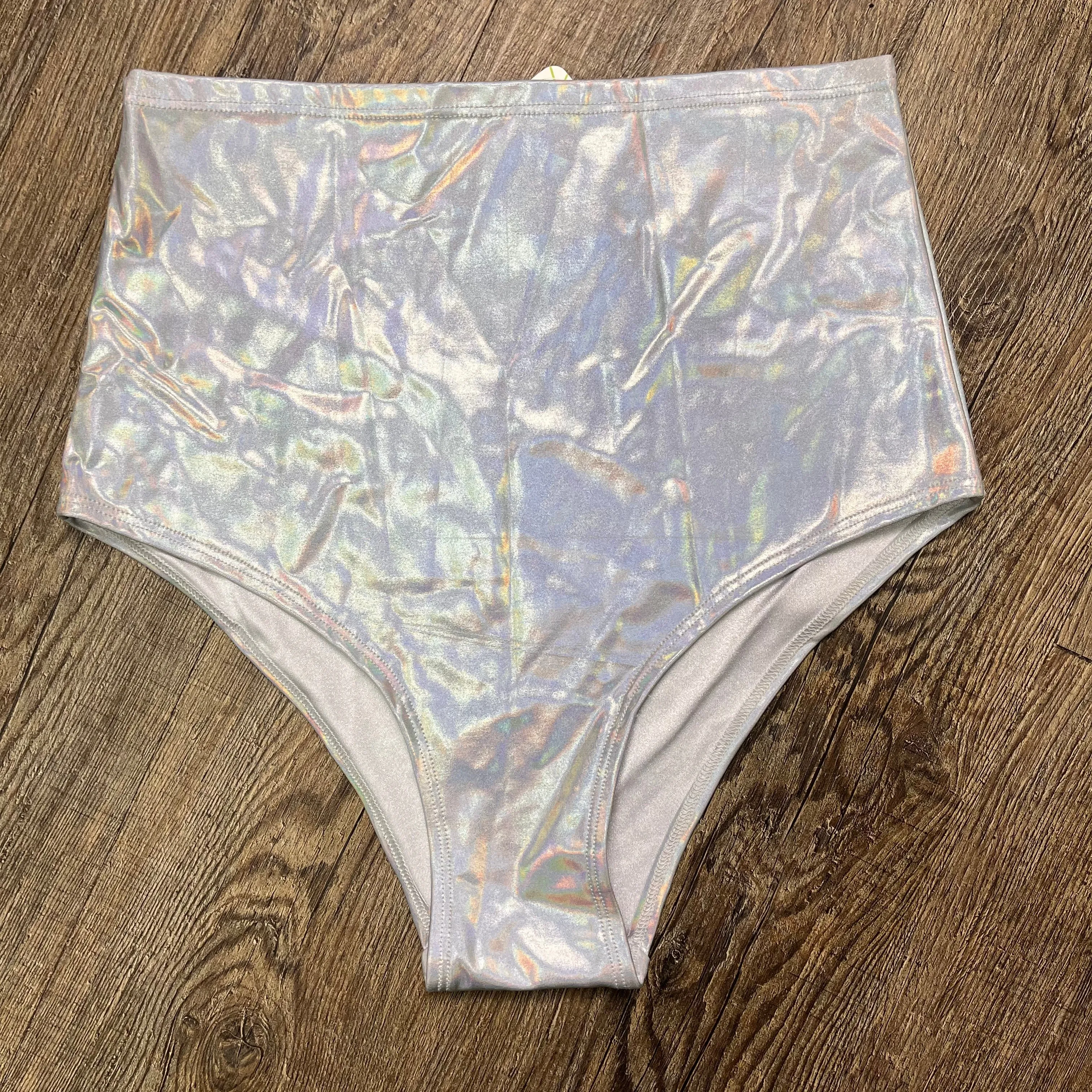 SALE - Flawed - High Waisted Hot Pants - Opal Holographic Bikini