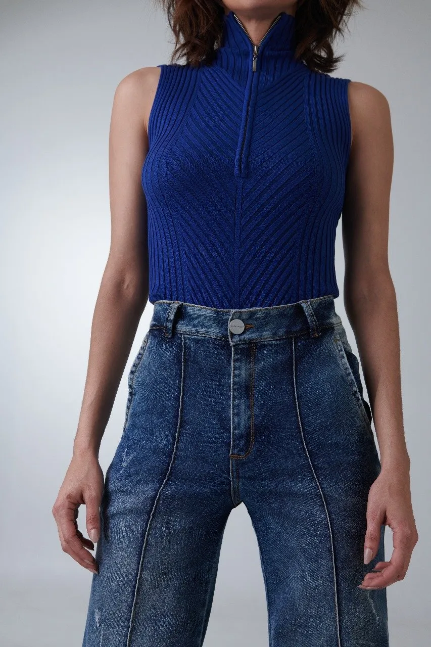Scuba Cut Silk Knit Top
