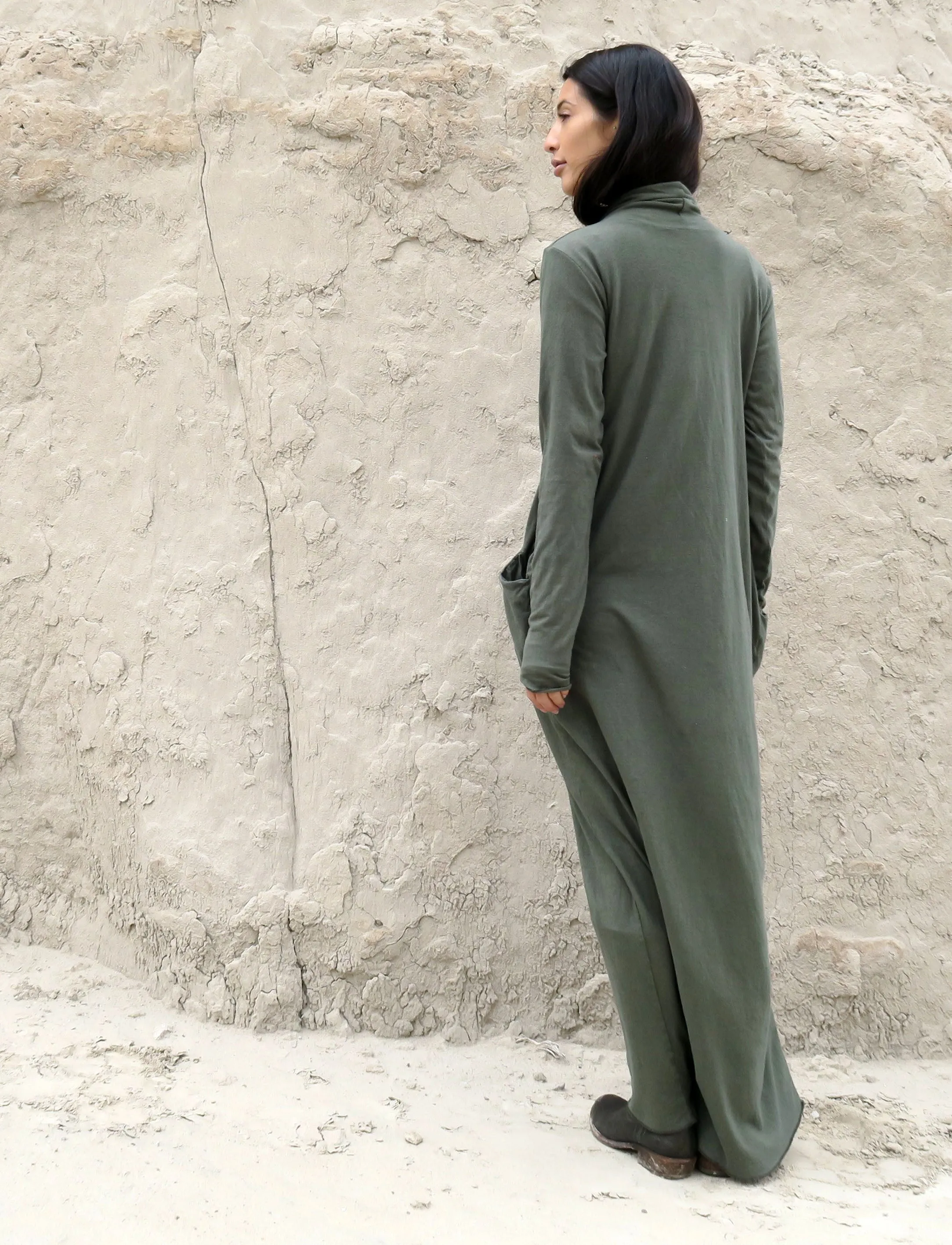 Shawl Collar Origami Long Dress
