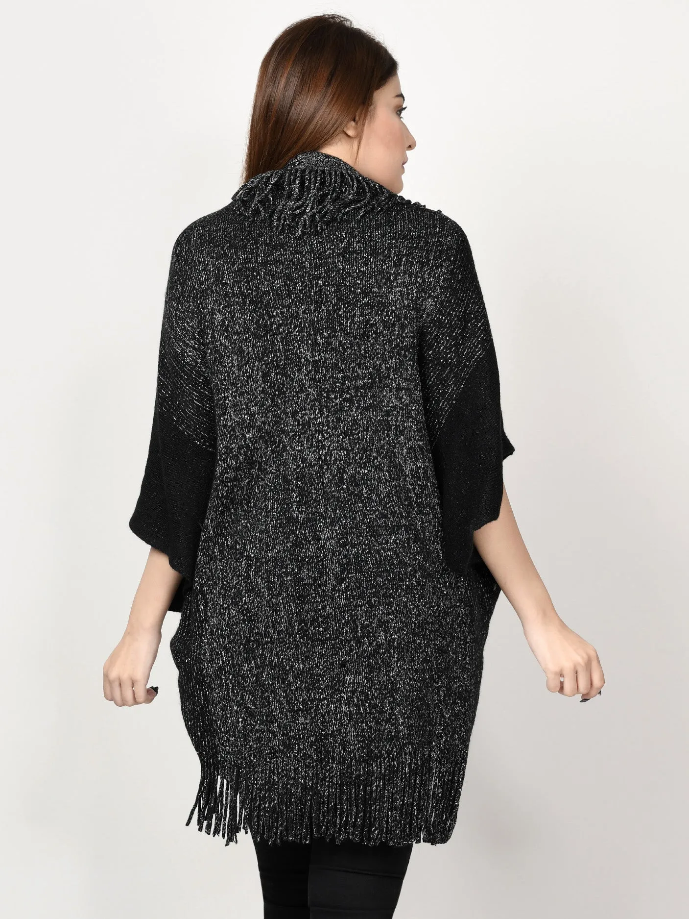 Shimmer Fringe Cape Shawl
